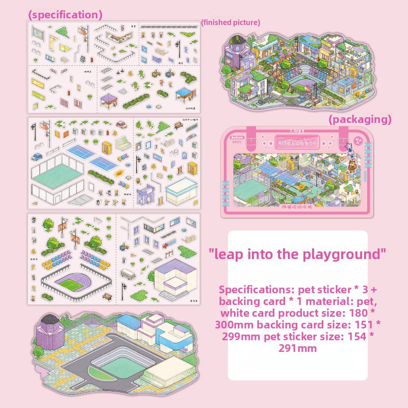 Amao Campus Guide Miniature Stickers for 3D House Journaling Quiet Book Diorama  DIY