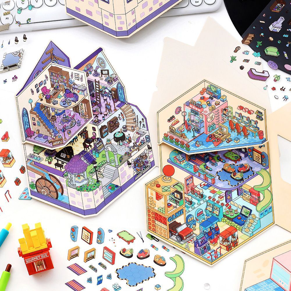 Small Corner 4 Miniature Landscape Stickers Creative Stress Relief Scene Stickers