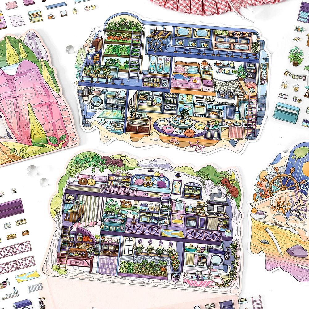 My Little House 3D DIY Miniature Scences Sticker 7 cute Miniature Stickers