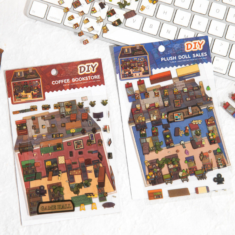 Paradise Era Series Scenery Stickers Cute Cartoon 3D Miniature Scene Journal Decoration