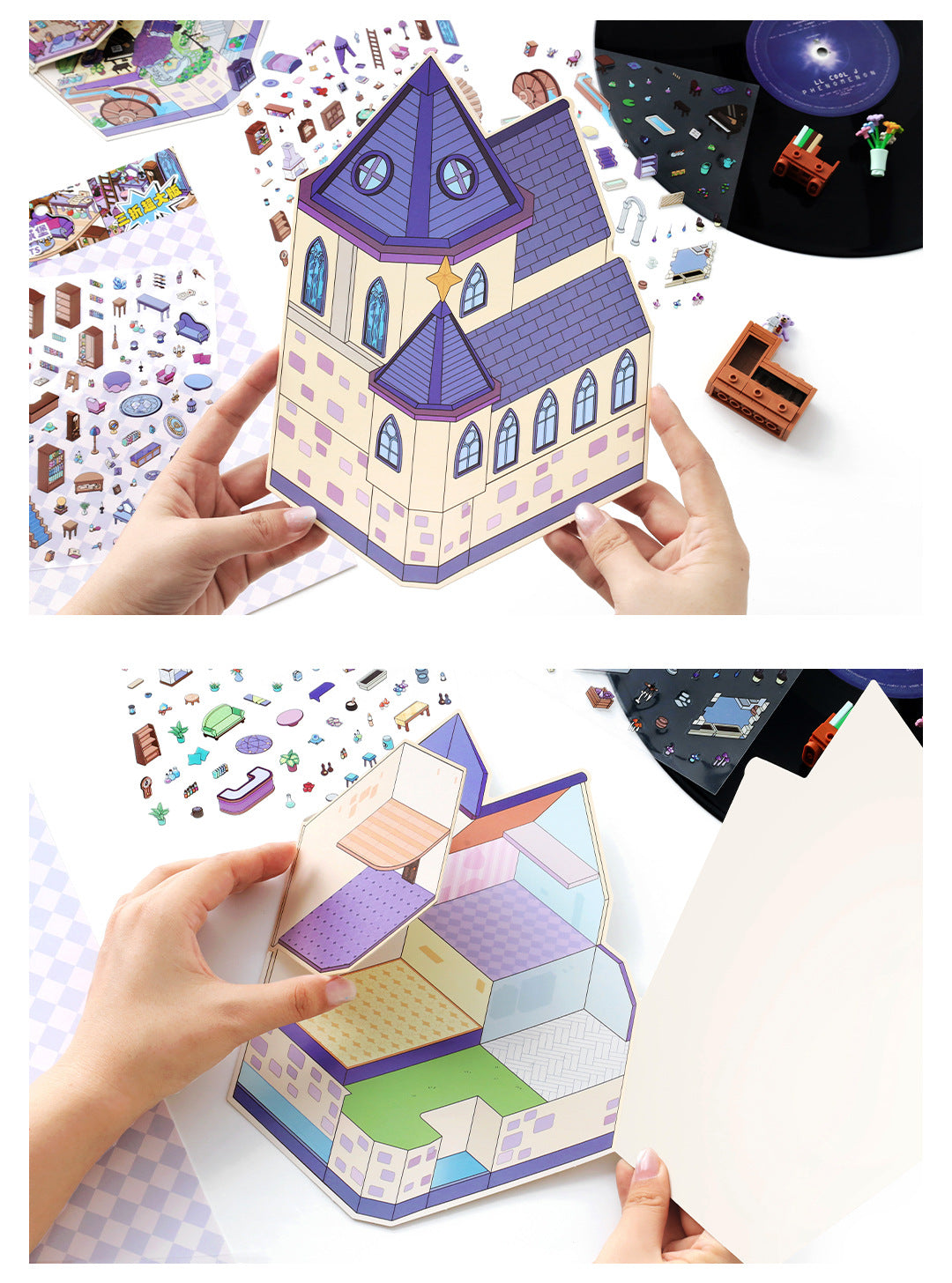 Small Corner 4 Miniature Landscape Stickers Creative Stress Relief Scene Stickers