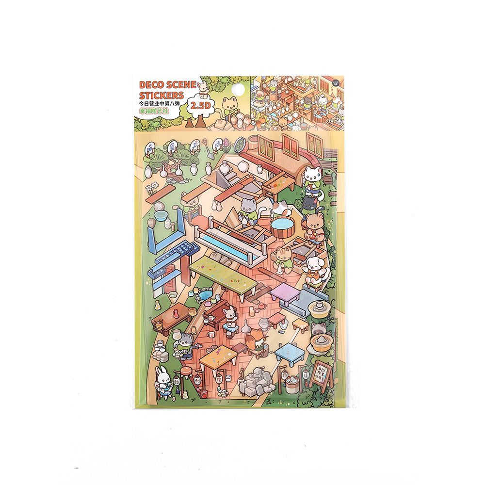 Today's Business 3D DIY Miniature Scences Sticker 8 Lovely Miniature Stickers