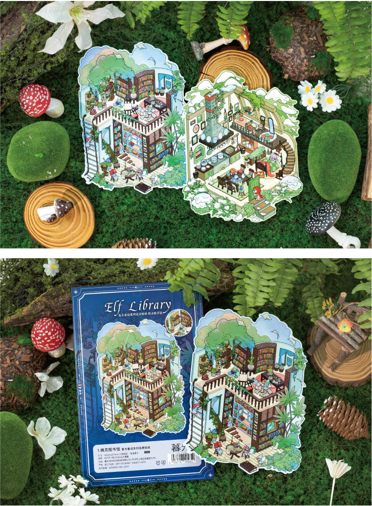 Vintage Fairy Tale Scene Stickers 3D l Cottage DIY Journal Puzzle Stickers