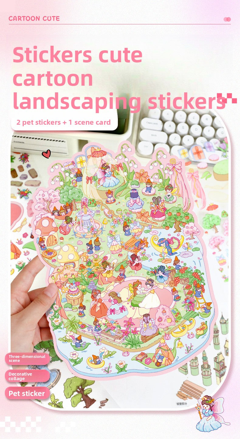 Large 97.0 Scrapbook Stickers Handmade Stress Relief Stickers Miniature Scene Collage 3D Scene Stickers