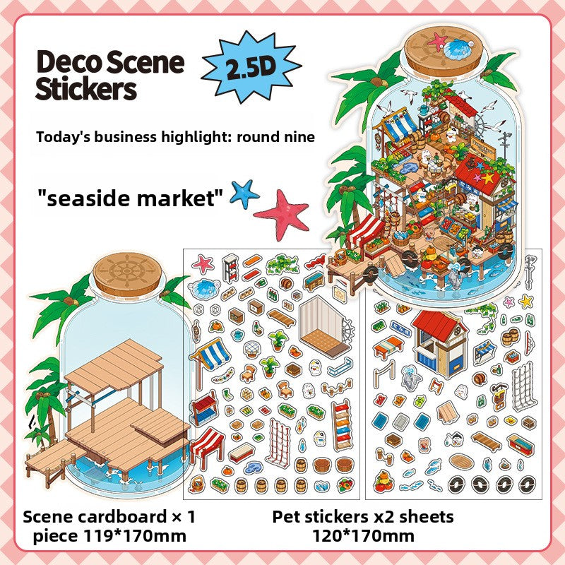 Today's Business 3D DIY Miniature Scences Sticker 9 Lovely Miniature Stickers