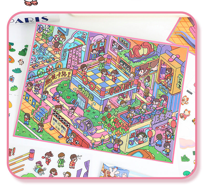 Cute 3D Miniature Scene Stickers 38.0 Large Size Stackable Stress Relief Stickers for Journaling