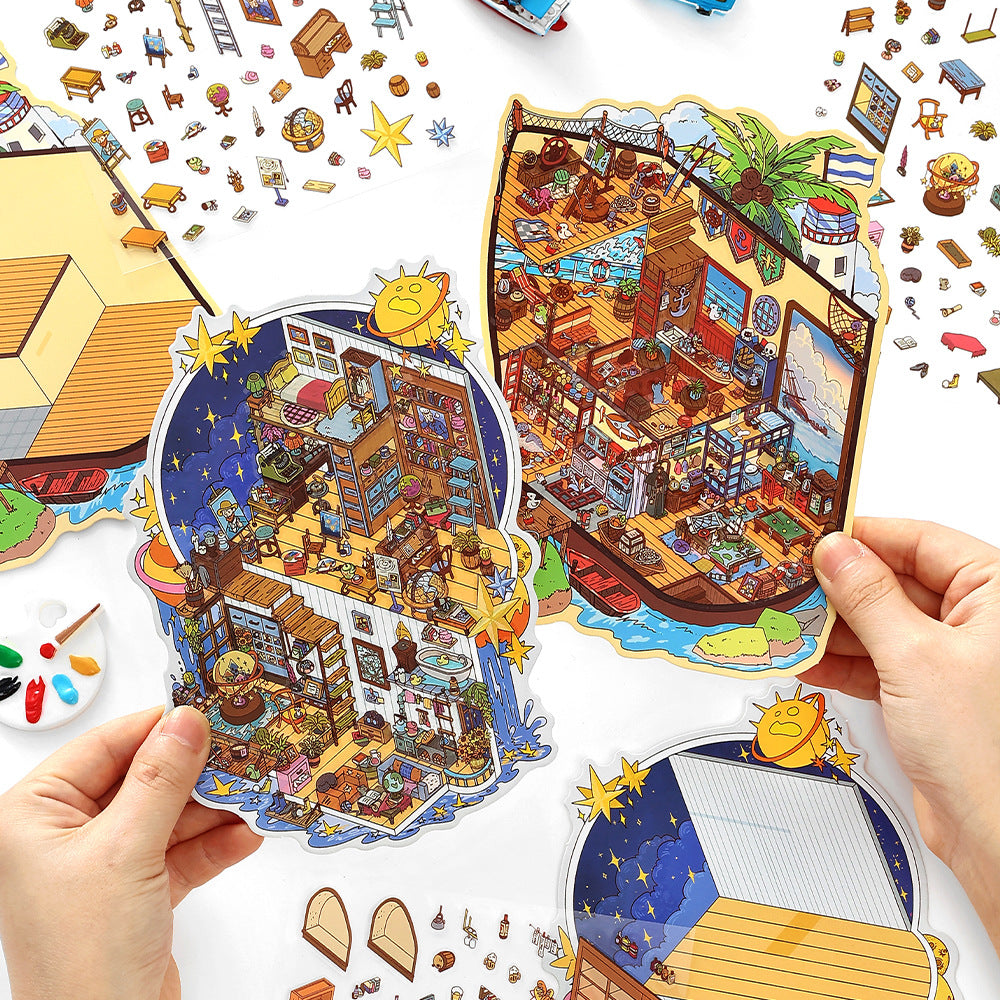 Miniature Corner Scenery Stickers 5 Creative Journal DIY Scene Stress Relief Collage