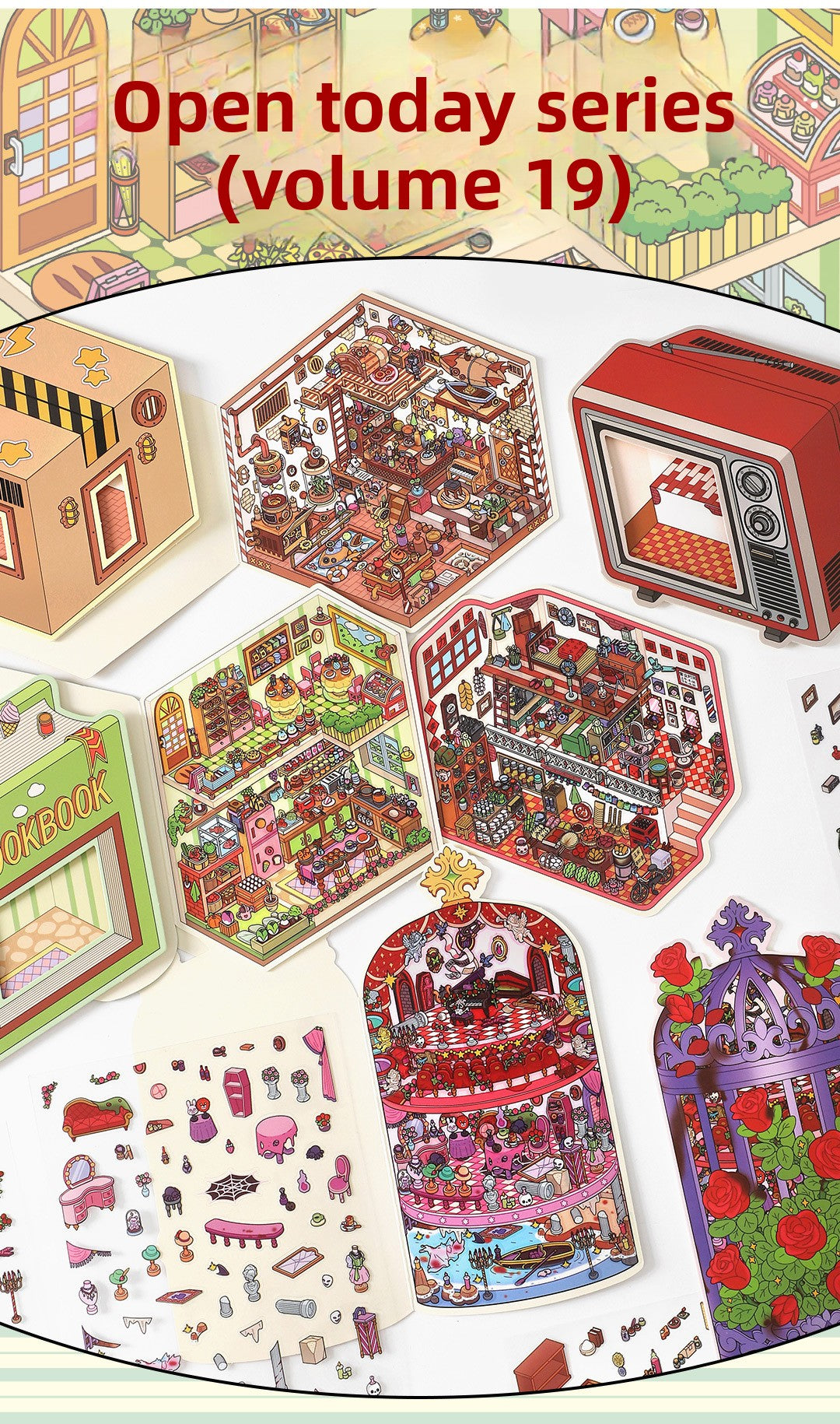 Today's Business 3D DIY Miniature Scences Sticker 19 Lovely Miniature Stickers