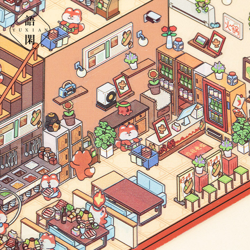 Fantasy World Series Three-Dimensional Miniature Scenery Stickers Small House Journal Fun Collage