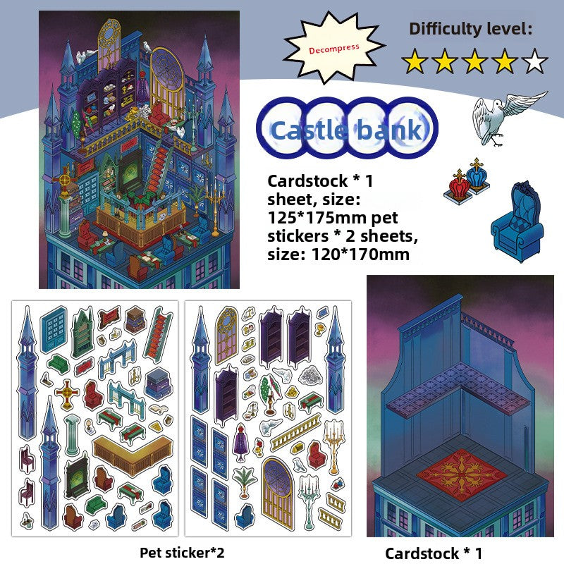 Today's Business 3D DIY Miniature Scences Sticker 16 Lovely Miniature Stickers