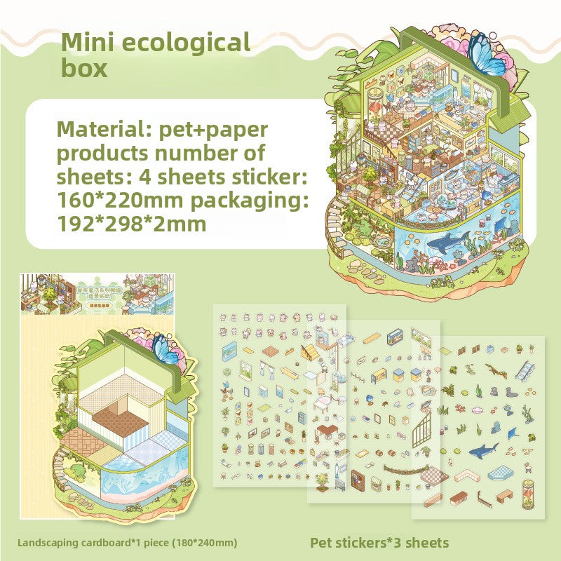 Zoo Small Class Day and Night Fairy Tale Miniature Scene Stickers 3D House Journal Quiet Book