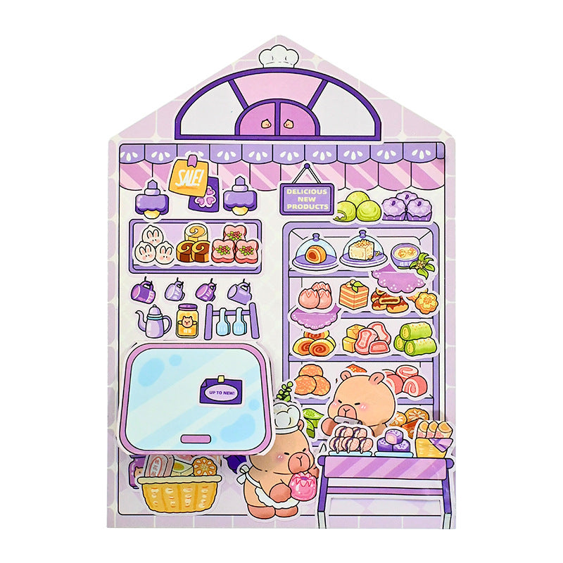 Landscape Street Scene Mechanism Stickers New Cute Scene Stickers High-Value Girl Stress Relief DIY