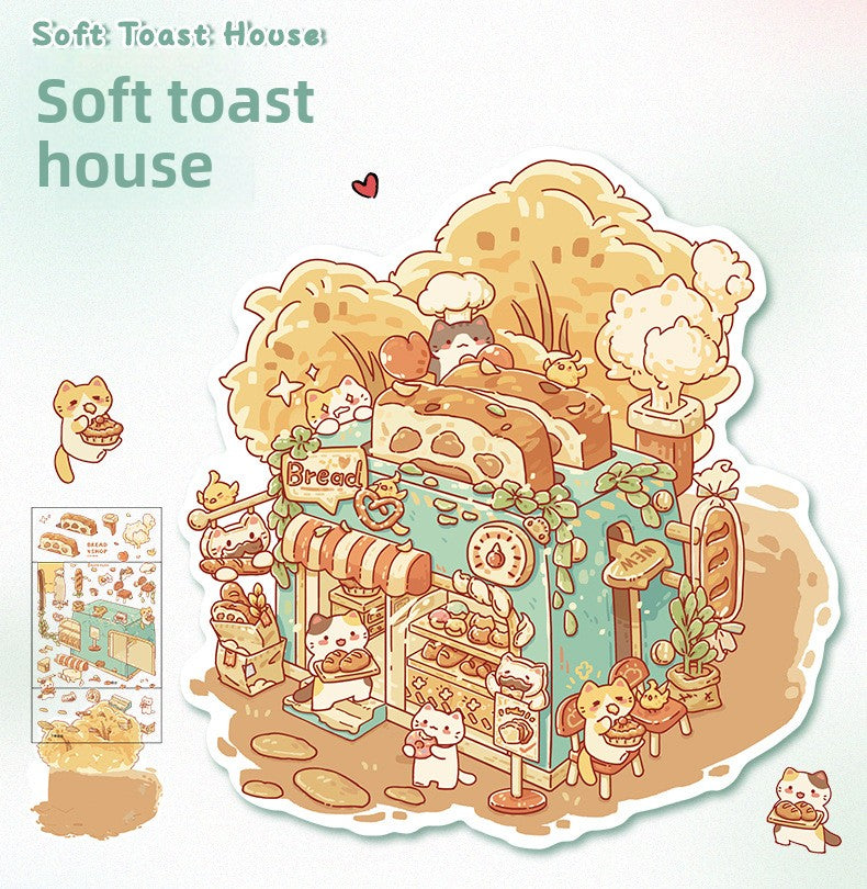 Small Scale Landscaping Sticker Series Cute 3D Miniature House Miniature Scene Collage Stickers