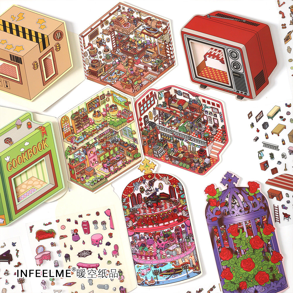 Today's Business 3D DIY Miniature Scences Sticker 19 Lovely Miniature Stickers
