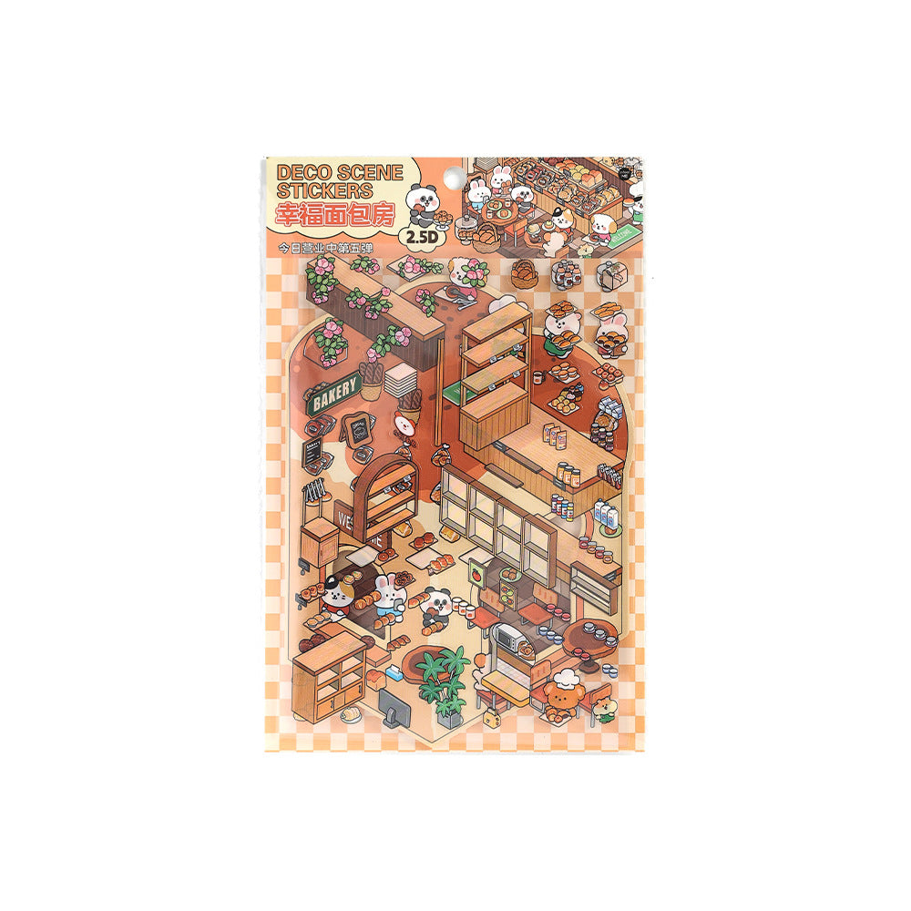 Today's Business 3D DIY Miniature Scences Sticker 5 Lovely Miniature Stickers
