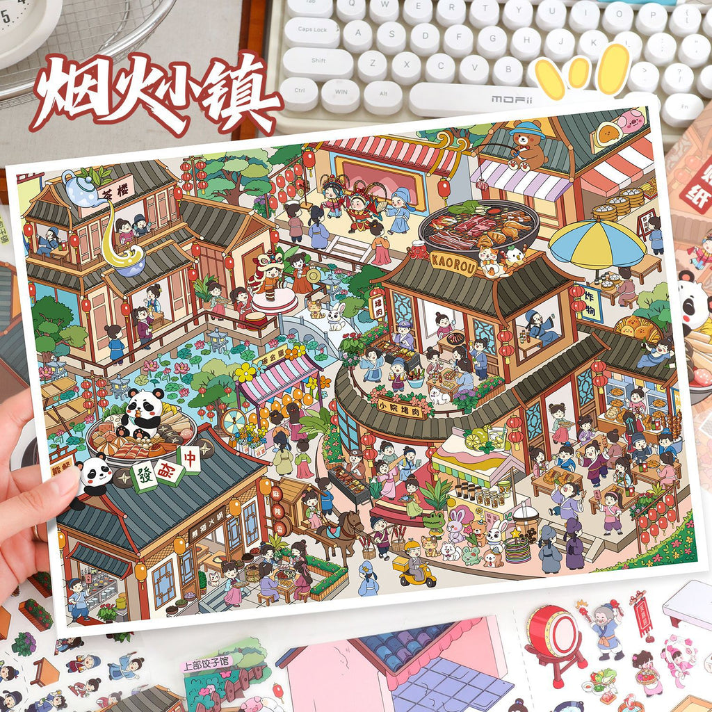 Scenery Stickers Enlarged Ancient Style 114.0 Scene Stickers 3D Miniature Scene Stress Relief Journal Stickers