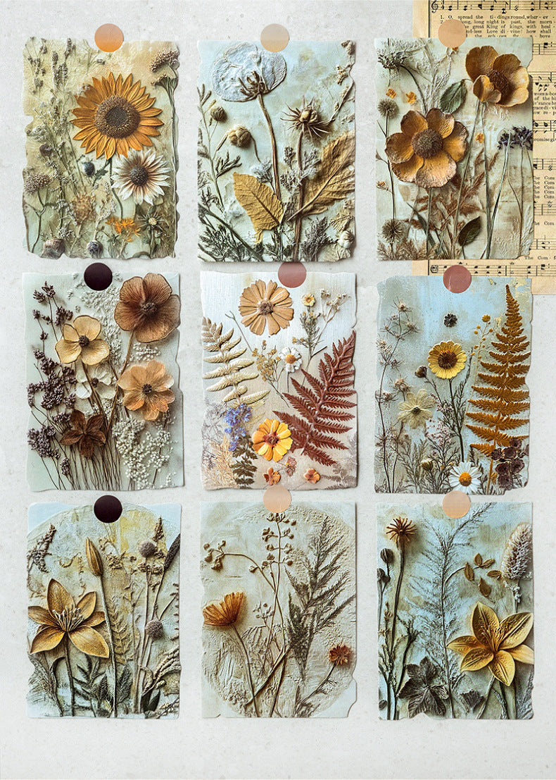 Vintage Embossed Plant Material Paper Floral Journal DIY Background Paper
