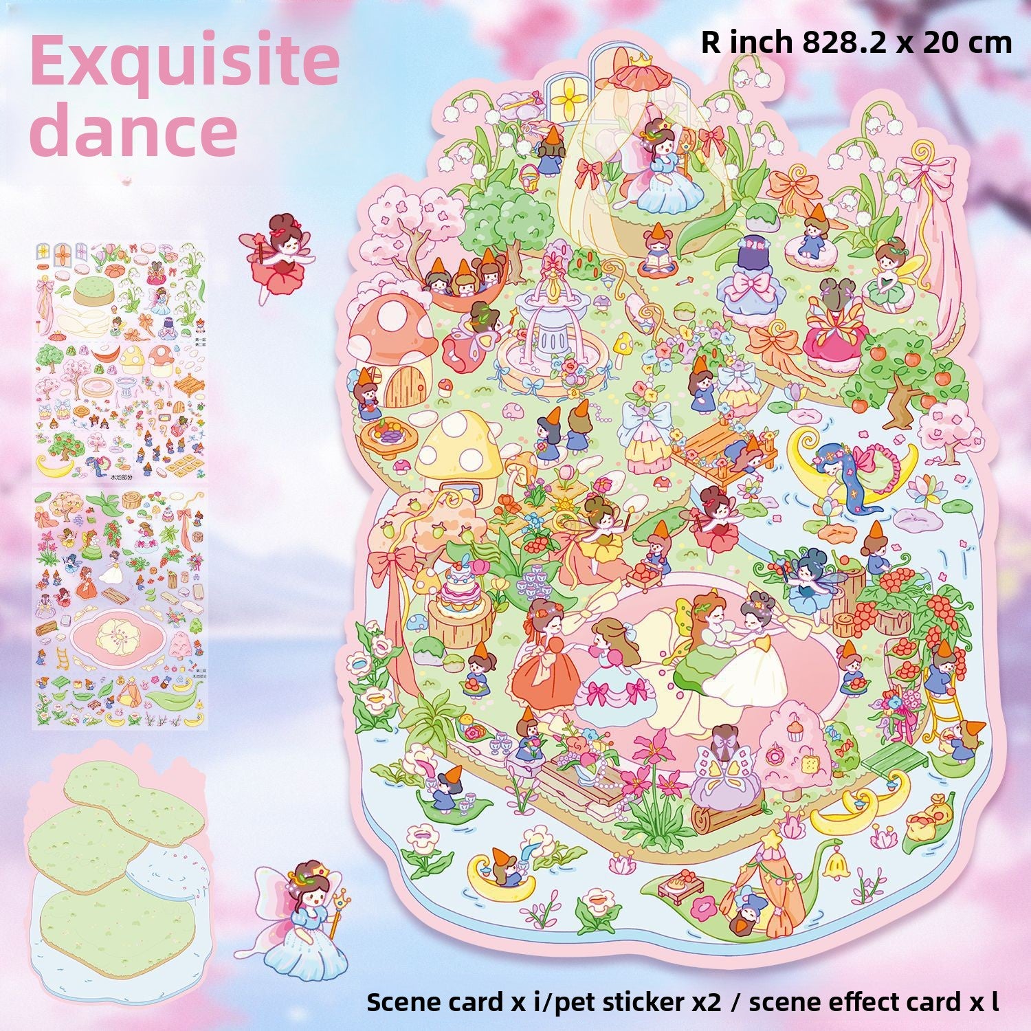 Large 97.0 Scrapbook Stickers Handmade Stress Relief Stickers Miniature Scene Collage 3D Scene Stickers