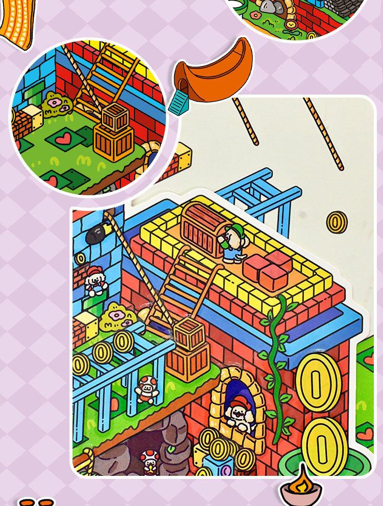 Large Edition 9.0 Game Series Scenery Stickers Mini Stress Relief DIY 3D Stickers