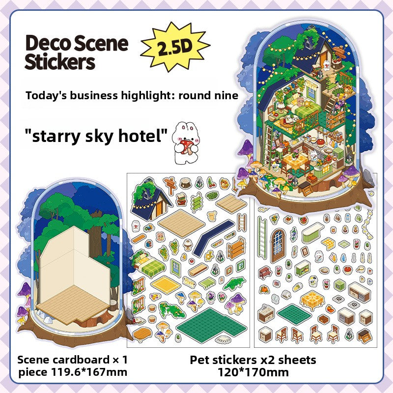 Today's Business 3D DIY Miniature Scences Sticker 9 Lovely Miniature Stickers