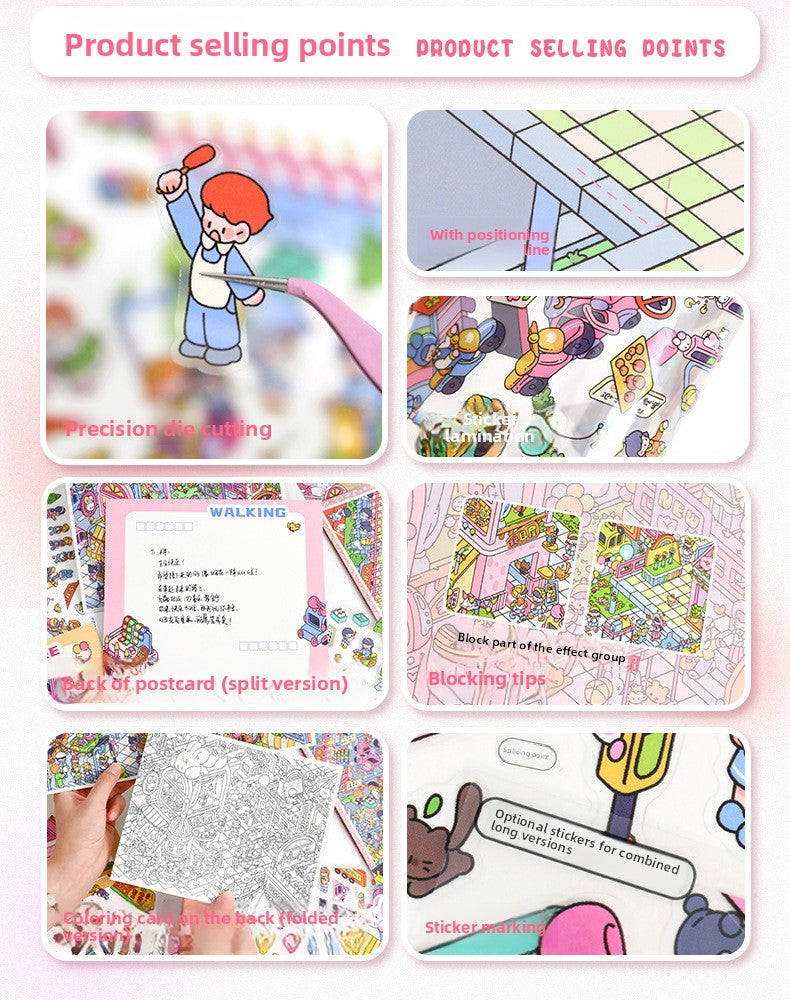 Scenery Stickers Milk Town Scene 96.0 Journal Stickers Stress Relief Stickers 3D Miniature Scene