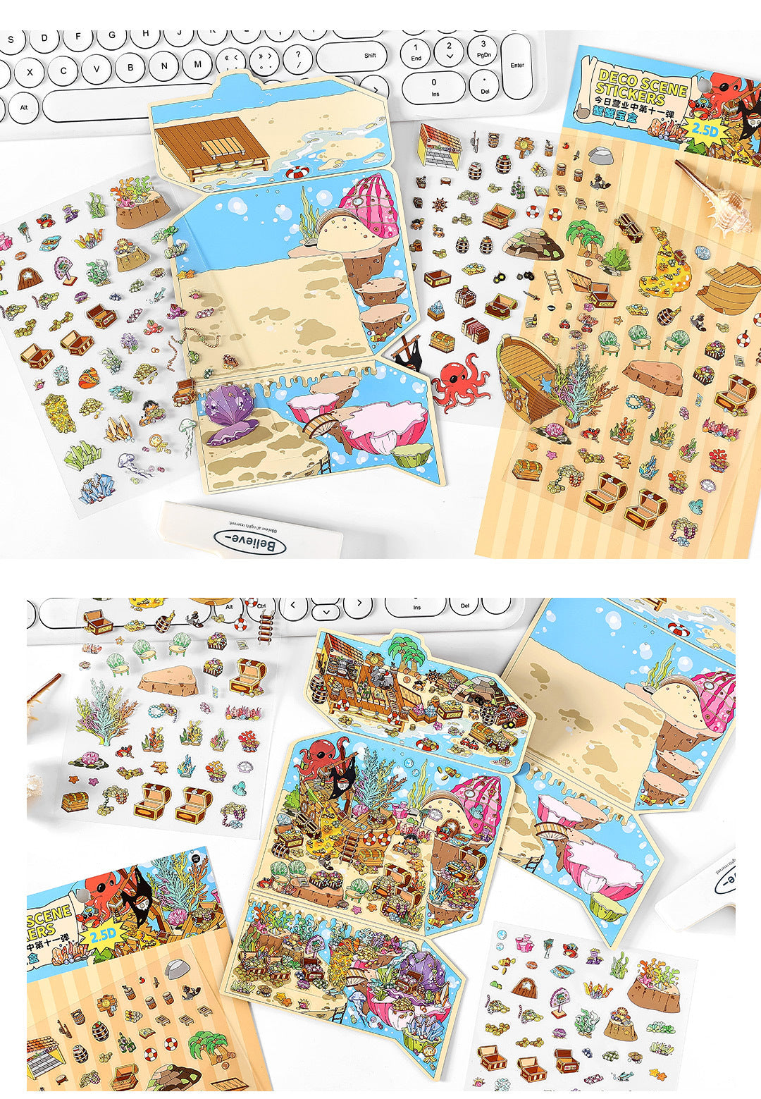 Today's Business 3D DIY Miniature Scences Sticker 11 Lovely Miniature Stickers
