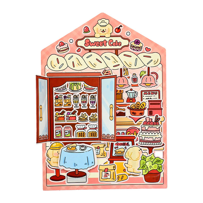 Landscape Street Scene Mechanism Stickers New Cute Scene Stickers High-Value Girl Stress Relief DIY