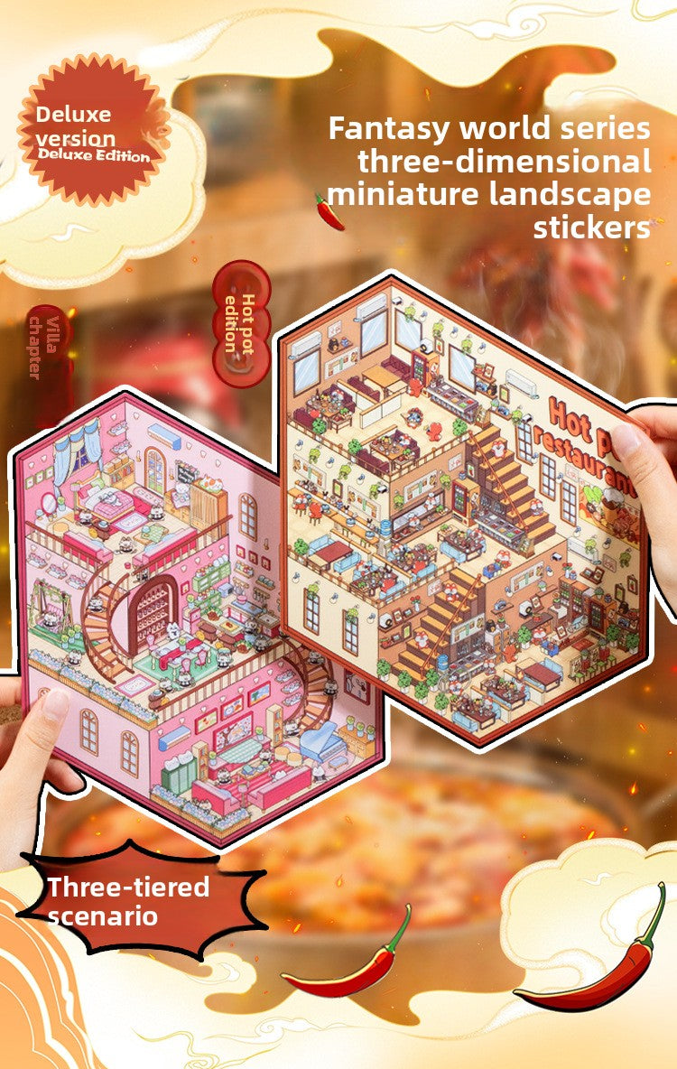 Fantasy World Series Three-Dimensional Miniature Scenery Stickers Small House Journal Fun Collage