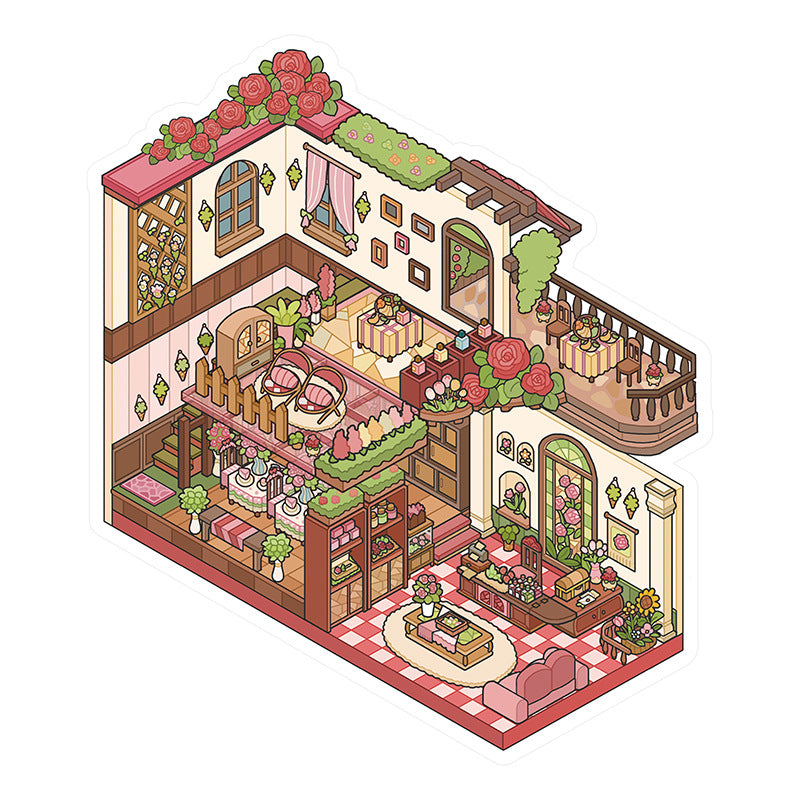 Large 52.0 Small House 3D Scene Stickers for DIY Stress Relief and Scrapbooking