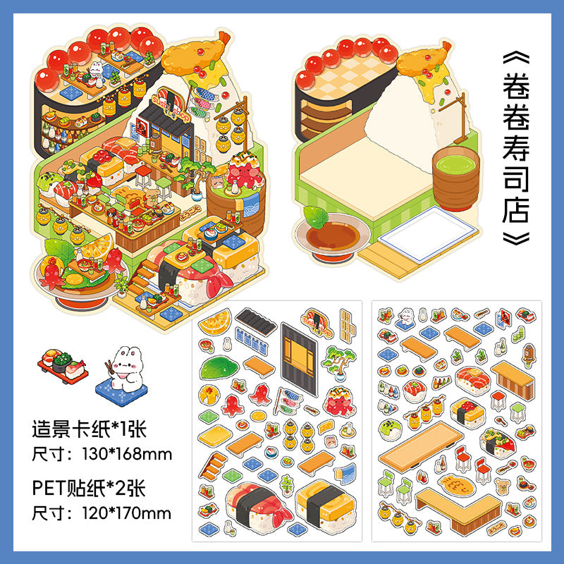 Today's Business 3D DIY Miniature Scences Sticker 12 Lovely Miniature Stickers