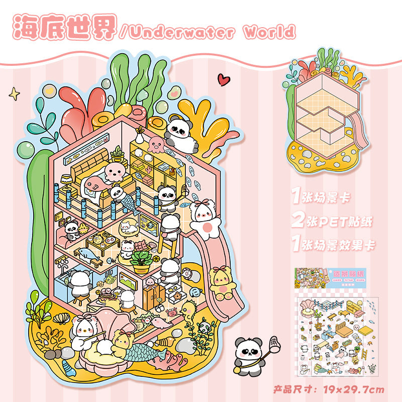 Scenery Stickers Cartoon Miniature Scenes 21.0 Collage Cute Stacked 3D Journal Decoration Stickers