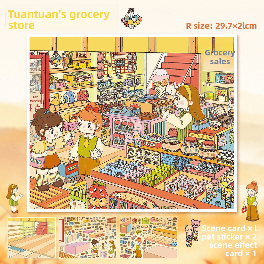 Code Scene Decoration Stickers 99.0 Special Oil Glossy Film Stickers Miniature Scene Collage Journal Stickers