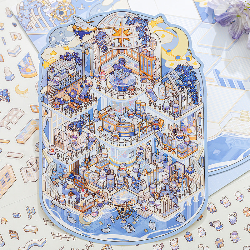 Zoo Small Class Meow Series 3D Miniature Scene Stickers