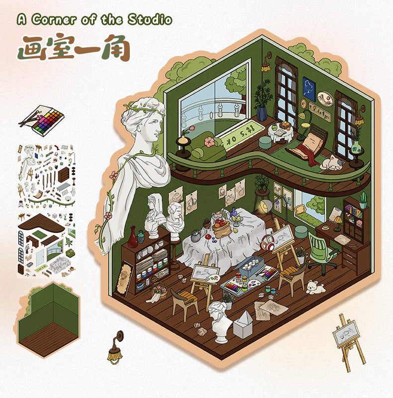 Scenery Stickers Special Oil Series 102.0 Scene Stickers Girly Miniature Scene DIY Journal Stickers