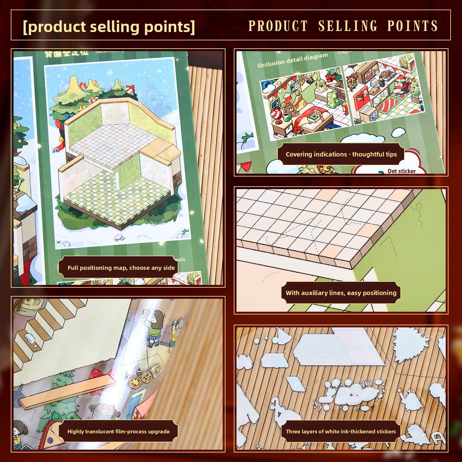 Christmas Series Scene Stickers 110.0  DIY Miniature Scene Scrapbook Stickers Stress Relief Stickers