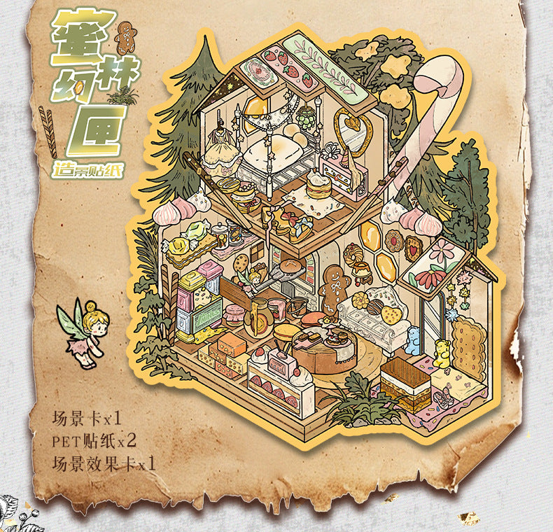 Scenery Stickers Retro Large Scene 68.0 Stickers 3D Stereo Stickers DIY Stress Relief Journal Stickers