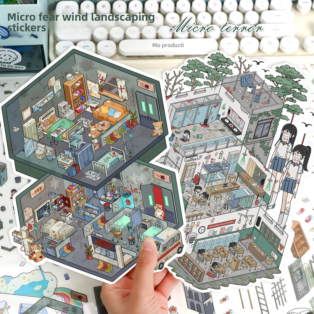 Large Scene Stickers 3D Micro Horrorr 72.0  Scene Stickers DIY Stress Relief Journal Stickers