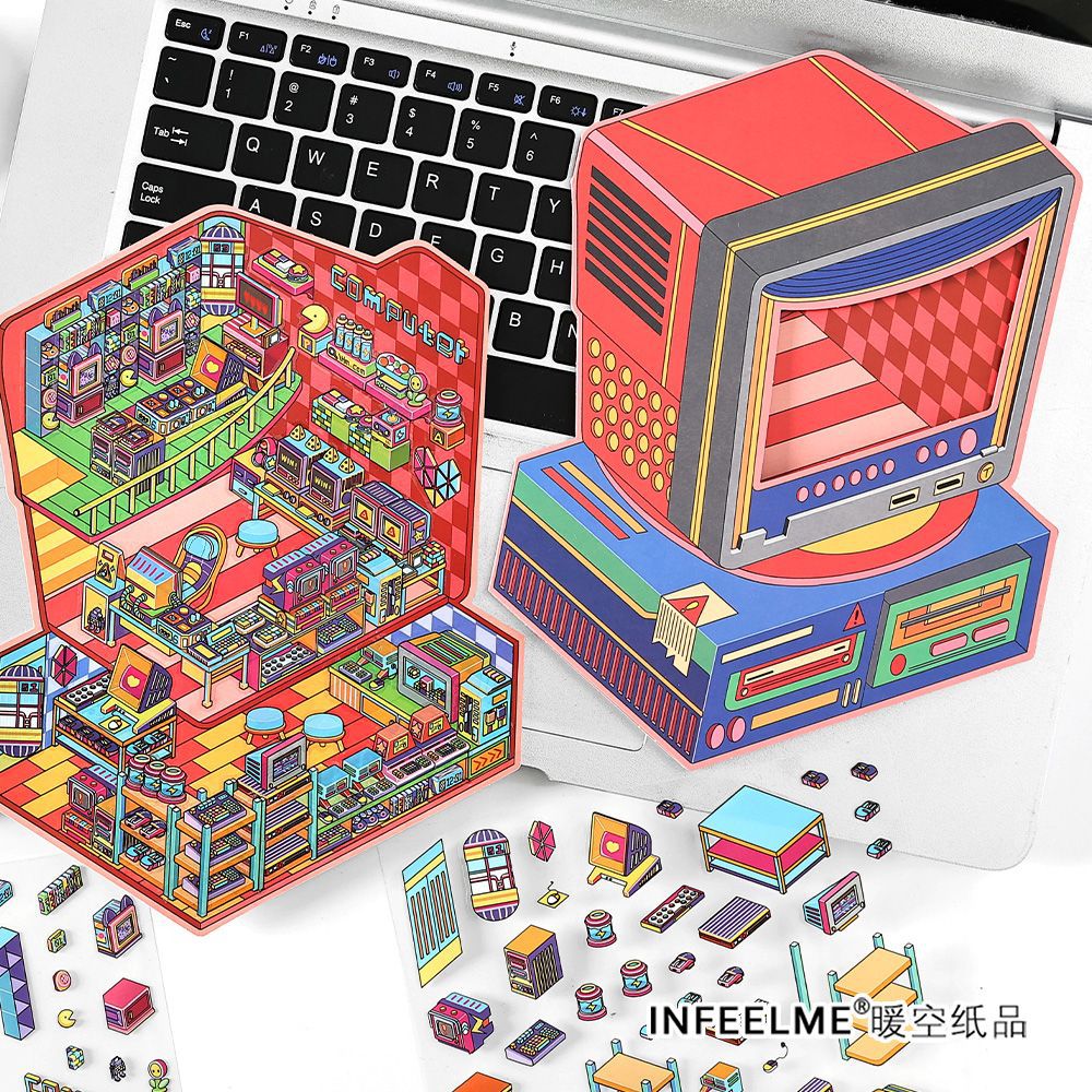 Today's Business 3D DIY Miniature Scences Sticker 7 Lovely Miniature Stickers