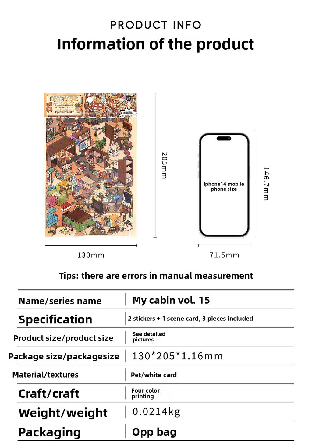 My Little House3D DIY Miniature Scences Sticker 15 Lovely Miniature Stickers