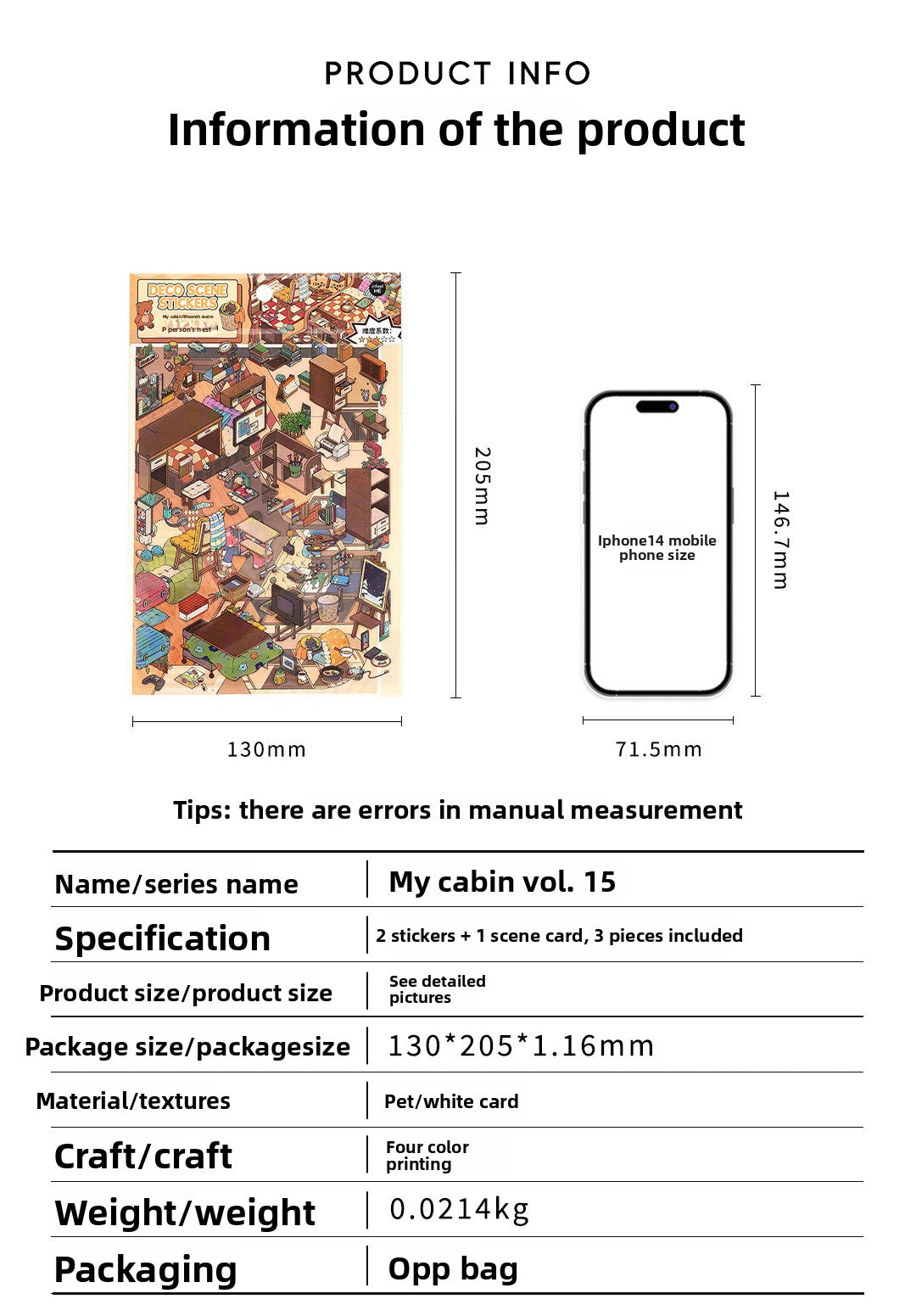 My Little House3D DIY Miniature Scences Sticker 15 Lovely Miniature Stickers