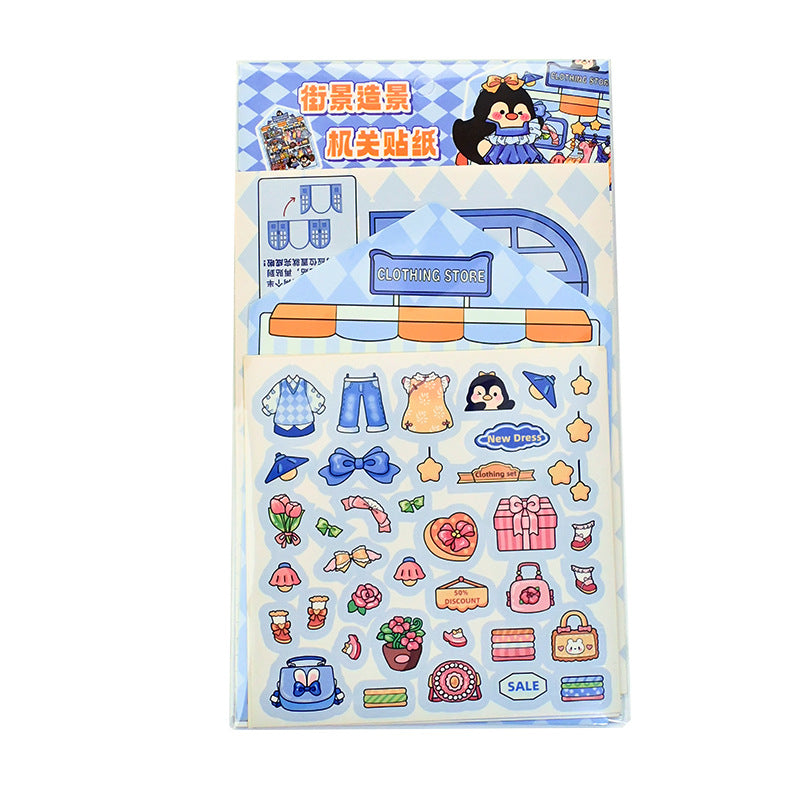 Landscape Street Scene Mechanism Stickers New Cute Scene Stickers High-Value Girl Stress Relief DIY