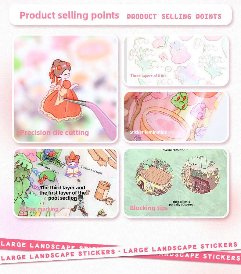 Large 97.0 Scrapbook Stickers Handmade Stress Relief Stickers Miniature Scene Collage 3D Scene Stickers