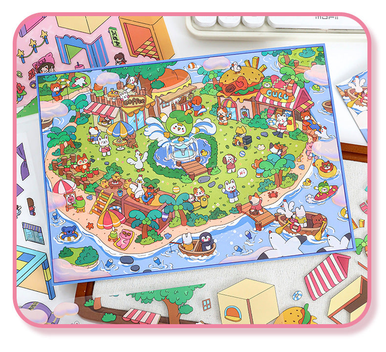 Cute 3D Miniature Scene Stickers 38.0 Large Size Stackable Stress Relief Stickers for Journaling