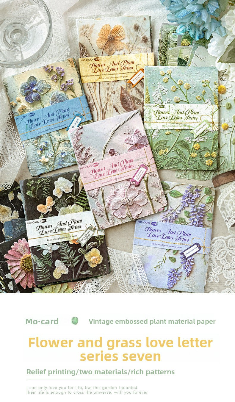 Vintage Embossed Plant Material Paper Floral Journal DIY Background Paper