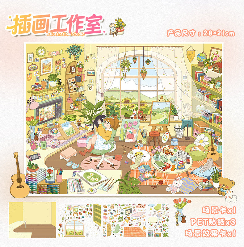 Large Touch Film Healing 115.0 Stickers Miniature Scene Stress Relief Journal Stickers