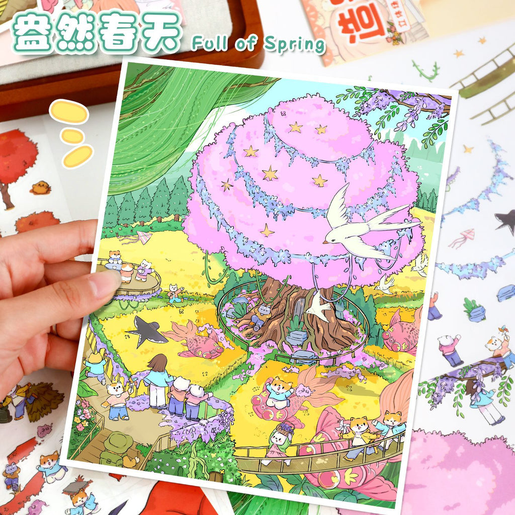 Cute Seasonal 73.0 Scene Stickers 3D Stereo Stickers Cartoon DIY Stress Relief Journal Stickers