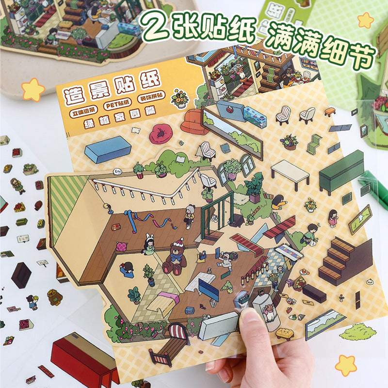 Miniature Scene 12.0 Landscaping Stickers 3D House Scene Stickers Landscaping Collage Journal Stickers