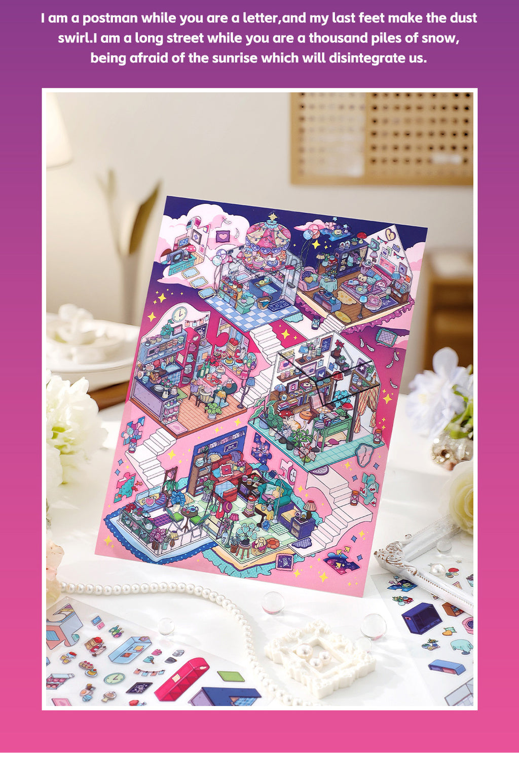 My Little House 3D DIY Miniature Scences Sticker 6 cute Miniature Stickers