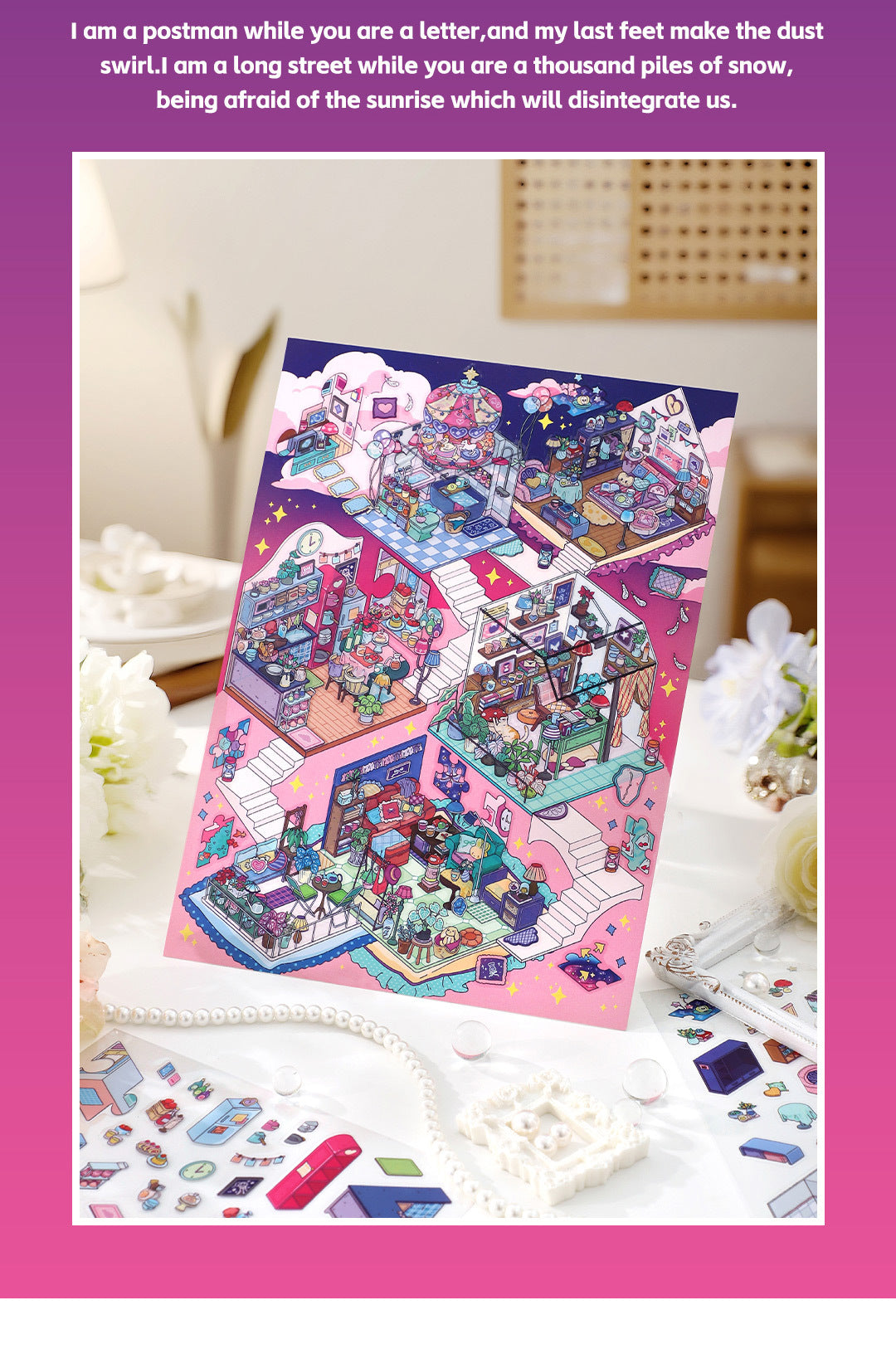 My Little House 3D DIY Miniature Scences Sticker 6 cute Miniature Stickers