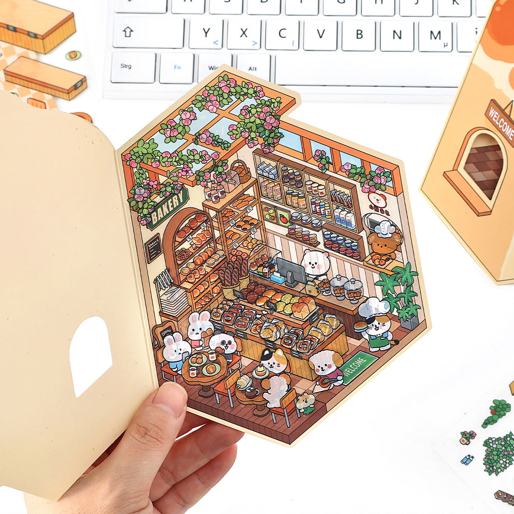 Today's Business 3D DIY Miniature Scences Sticker 5 Lovely Miniature Stickers